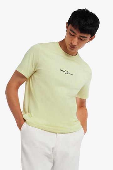 Green Fred Perry Embroidered Men's T Shirts | PH 1657VRWD